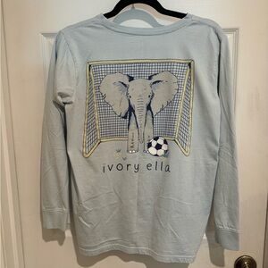 Ivory Ella Soccer Shirt, Medium Long Sleeve Shirt, Elephant Playing Soccer
